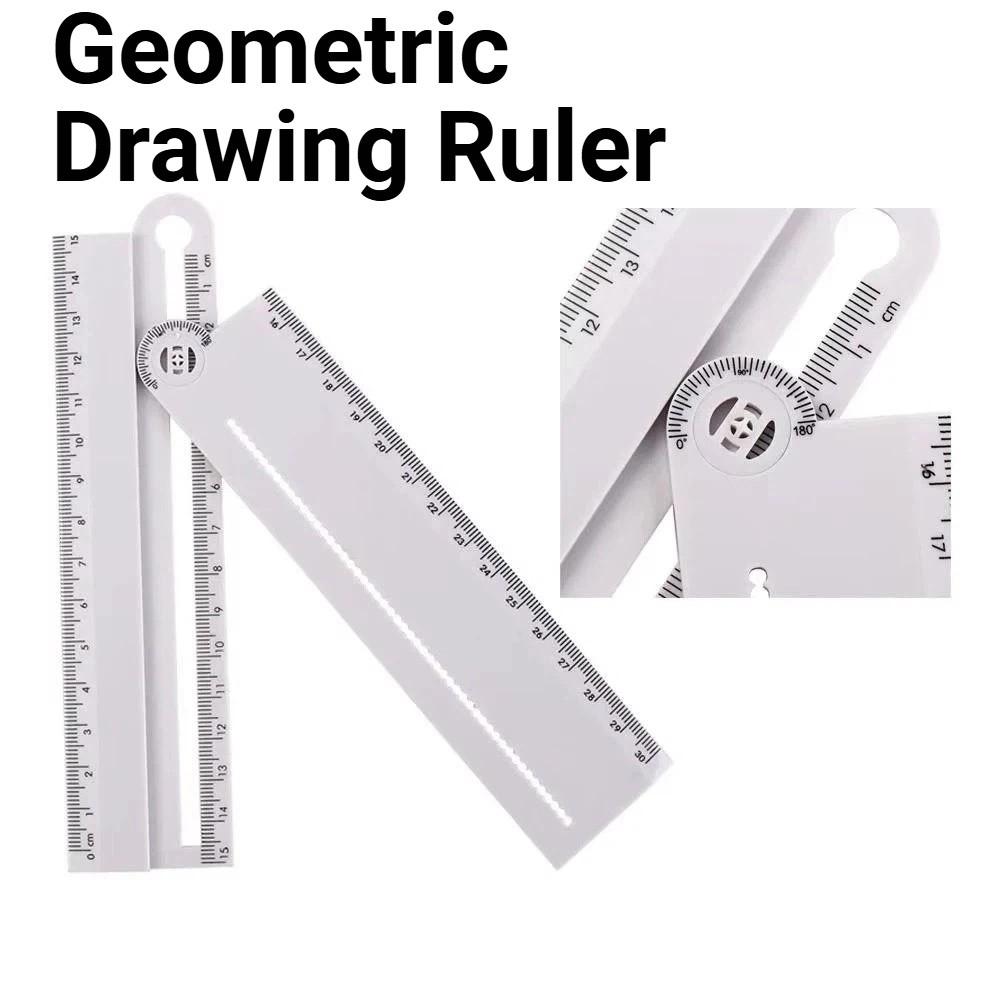Angle Measurement Geometric Drawing Ruler White Circular Drawing Ruler  School Use