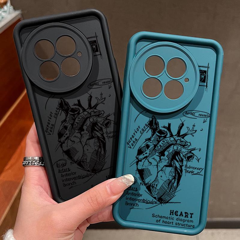 Heart Pattern Shockproof Matte Phone Case For OnePlus 13R 13T 13 12R 11R Ace 5 3 2 Lens Protection TPU Soft Anti-Fall Bumper Cover