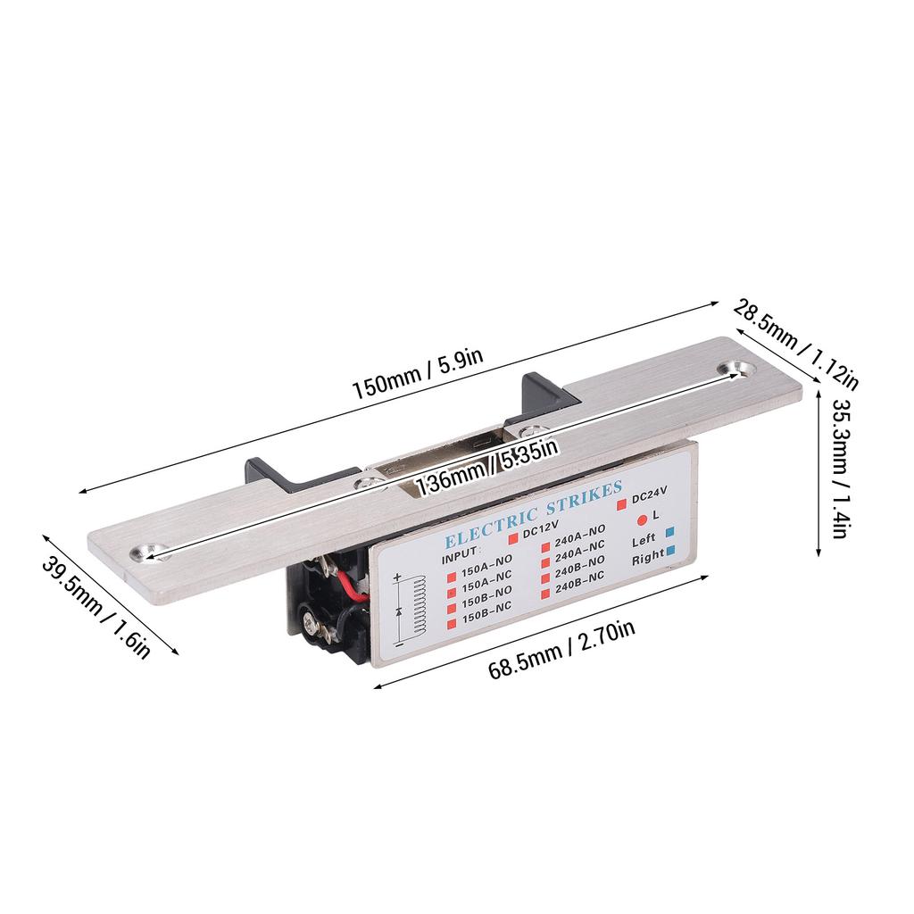 Electric Strike NC Mode Fail Secure Electric Strike Lock for Cylindrical Lock Access Control System 12V