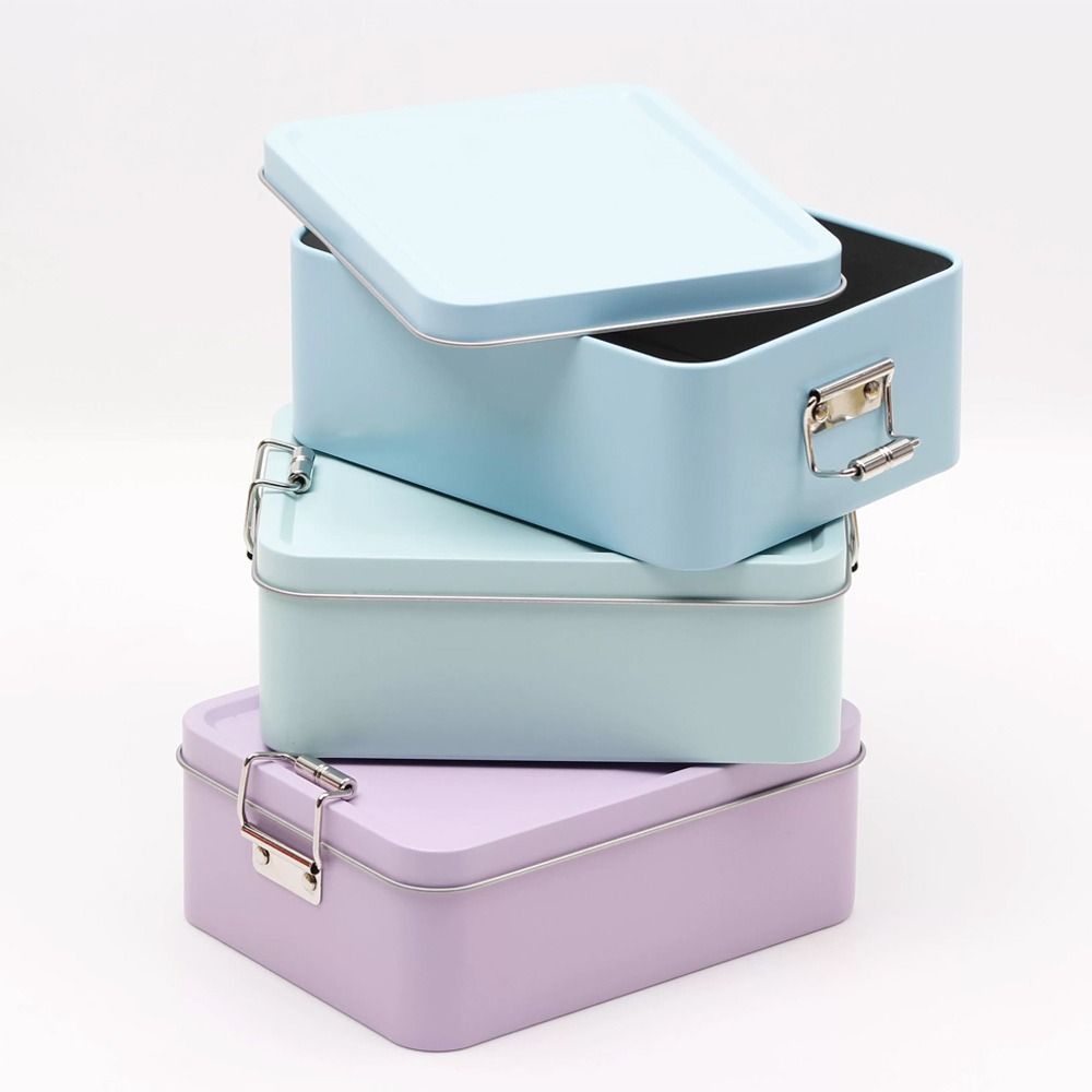 With Lid Tinplate Box Rectangular Shape Durable Material Rectangular Iron Box High Quality With Buckle Metal Storage Box
