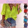 Stilvolles Damen 3/4 Ärmel Hemd Top Bequeme Lockere Passform Knopfleiste Bluse T-Shirt