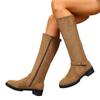 Belt Buckle Suede Knight Boots Winter Large Size Skinny Low Heel High Boots Women