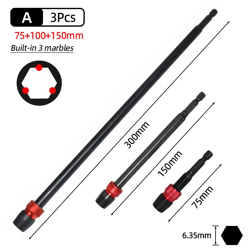 75/100/150/300mm Multiple Sizes 1/4Inch Hex Quick Release Electric Screwdriver Extension Bit Holder Drill Bit Rod Bar Hand Tools