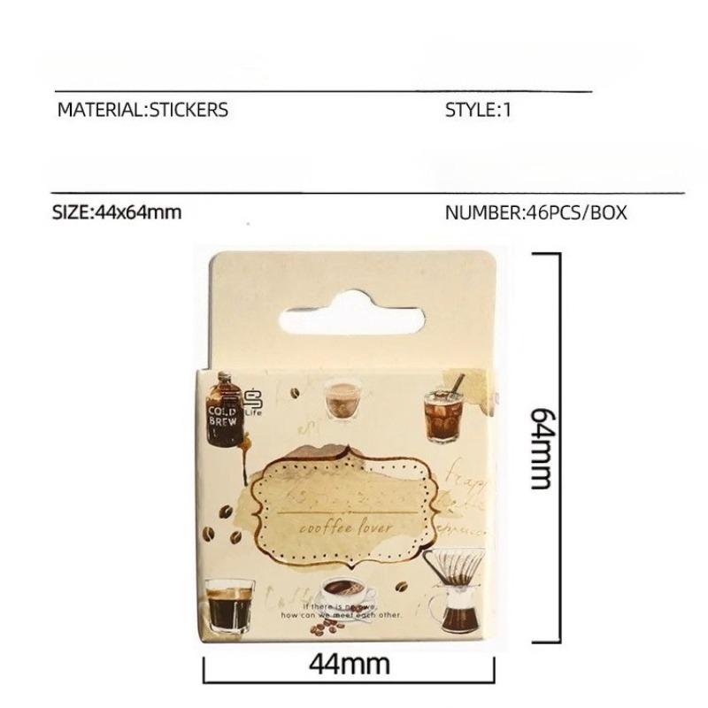 46 Stück Aufkleber Vintage-Stil Klassische Kaffeeliebhaber Kreative Materialien Dekorative Selbstklebende Aufkleber Malerei DIY-Aufkleber