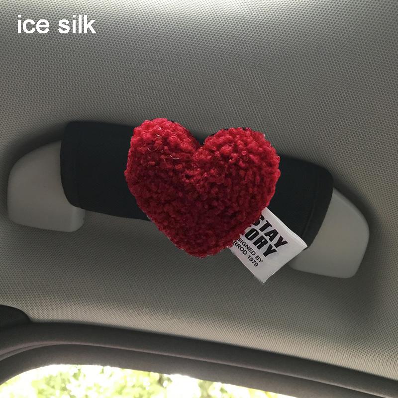 1pc Cute Retro Red Heart Car Gear Shift Cover Mesh Auto Shifter Hand Brake Case For Women Car Accessories Interior Decoration