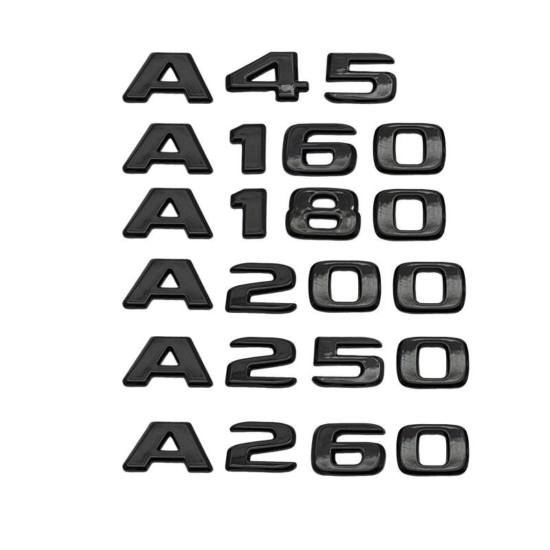 AAZD1 3D ABS Black Chrome Car Letters For A35 A45 A160 A180 A200 A220 A250 Emblem Logo Badge Rear Trunk Sticker Accessories