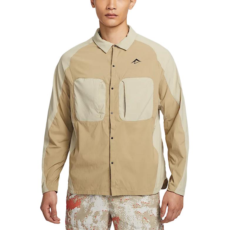 Nike Dri-FIT ADV Trail Fashion Versatile Quick-Dry Running Long Sleeve Jacket Men Jacket Apricot Desert-Khaki Black HJ5080297