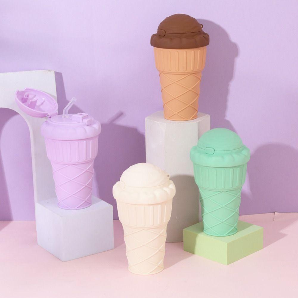 

Cartoon Straw Cup 500ml Water Bottle Convenient Tea Kettle Summer зелений