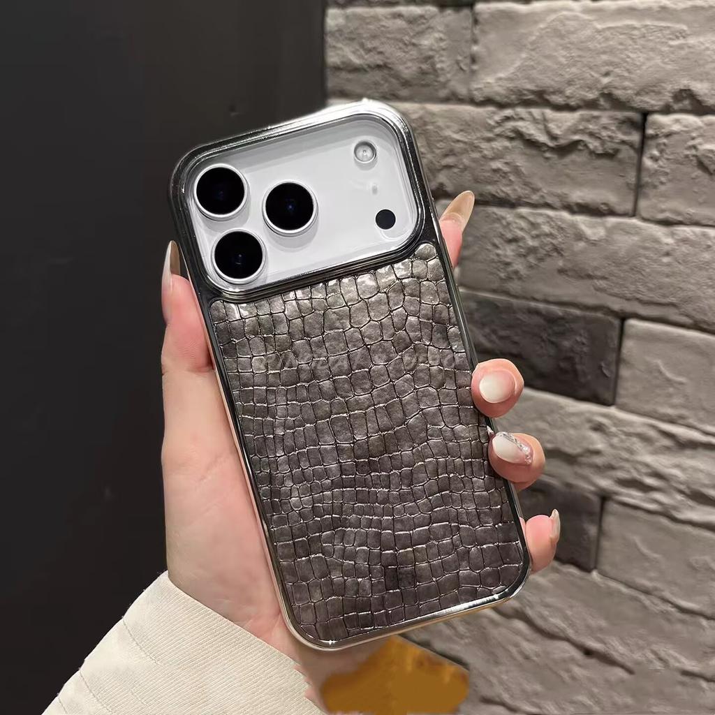 Θήκη Υψηλής Ποιότητας με Γυαλιστερό Μοτίβο Δέρμα Κροκοδείλου Για iPhone 17 Air 16 15 14 13 12 11 Pro Max Plus Επιμεταλλωμένη Δροσερή Θωρακισμένη Αντικραδασμική Κάλυψη