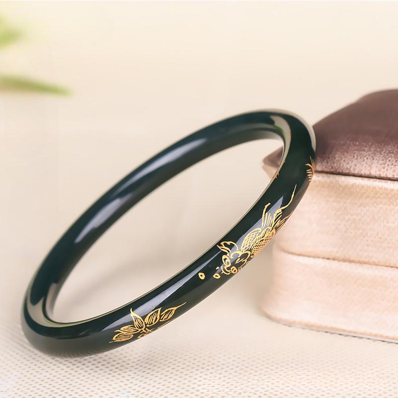 

Браслет из натурального хотано-жадеита, модный браслет с изумрудом, браслет из нефрита, женский подарок 60-62mm