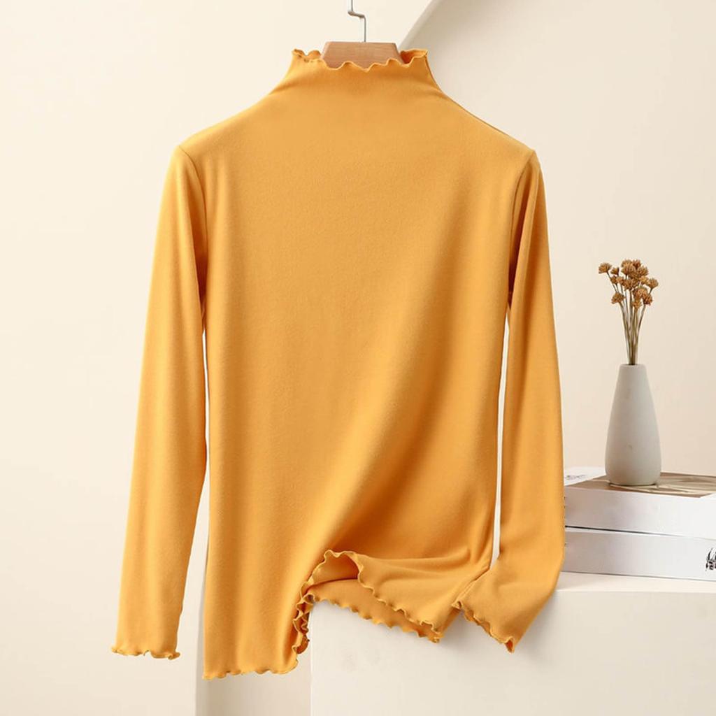 Women's Fashion Solid Colour Long Sleeve Fleece Thickened Top