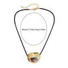 Stylish Metal Oval Shaped Neckchain Geometric Pendant Necklace Adjustable PU Leather Cord Clavicle Chain Elegant Jewelry