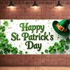 St Patricks Day Backdrop Leprechaun Hat Banner Shamrock Decor for Party Background Celebration Photography Props Event Supplies