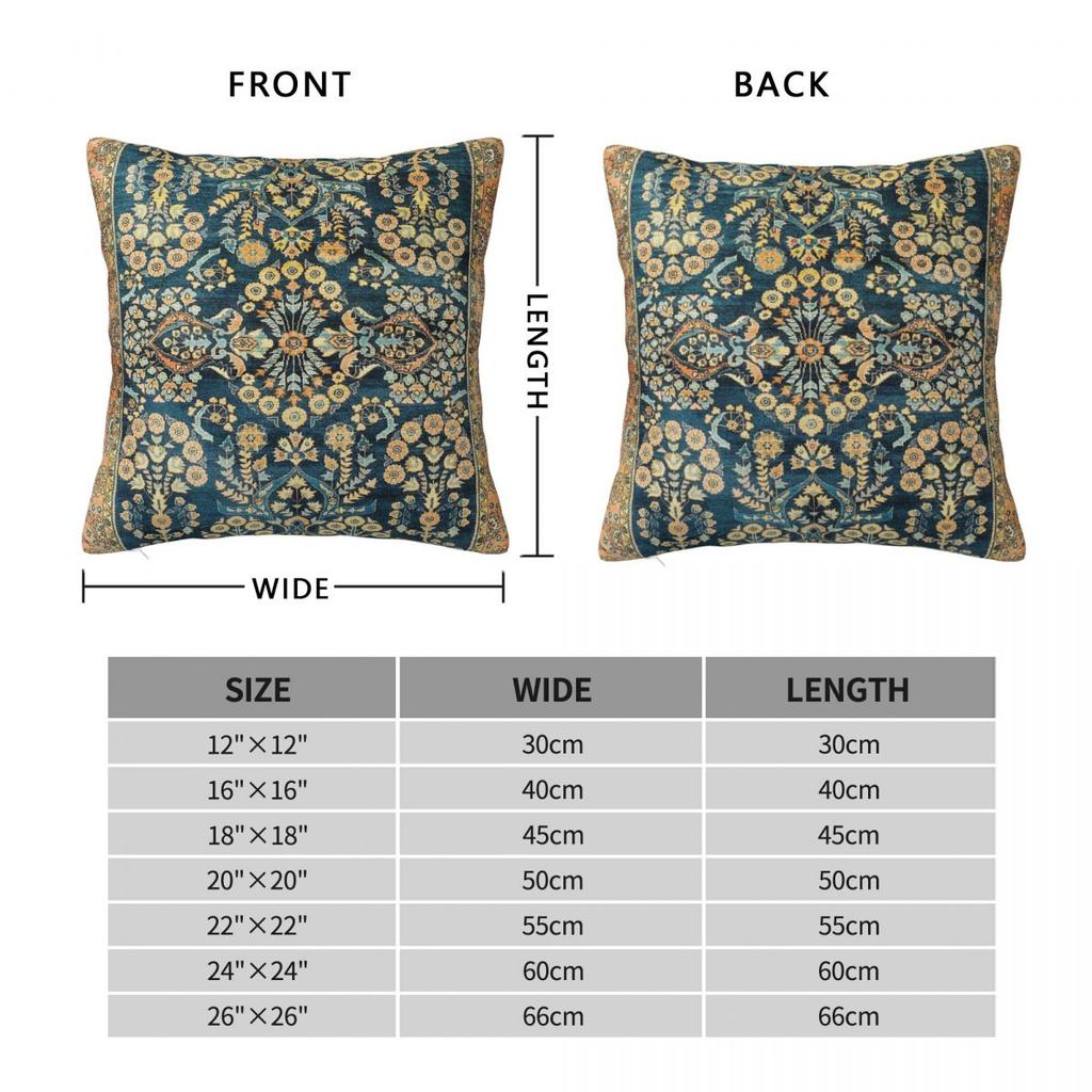 Sarouk Antique West Persian Rug Pillowcase Polyester Linen Velvet Printed Zip Decorative Car Cushion Case 18"