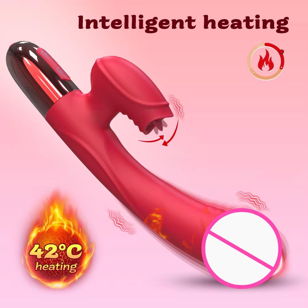 Powerful Vibrator For Women G Spot Clitoris Vagina Tongue Licking Stimulator Heating Female Masturbator For Adult Sexy Toys 18+
