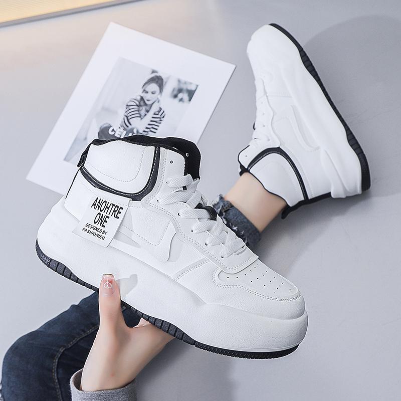 Women's Tennis Sneakers Light Breathable PU Casual Walking Shoes  Women Lace-up Platform Boots