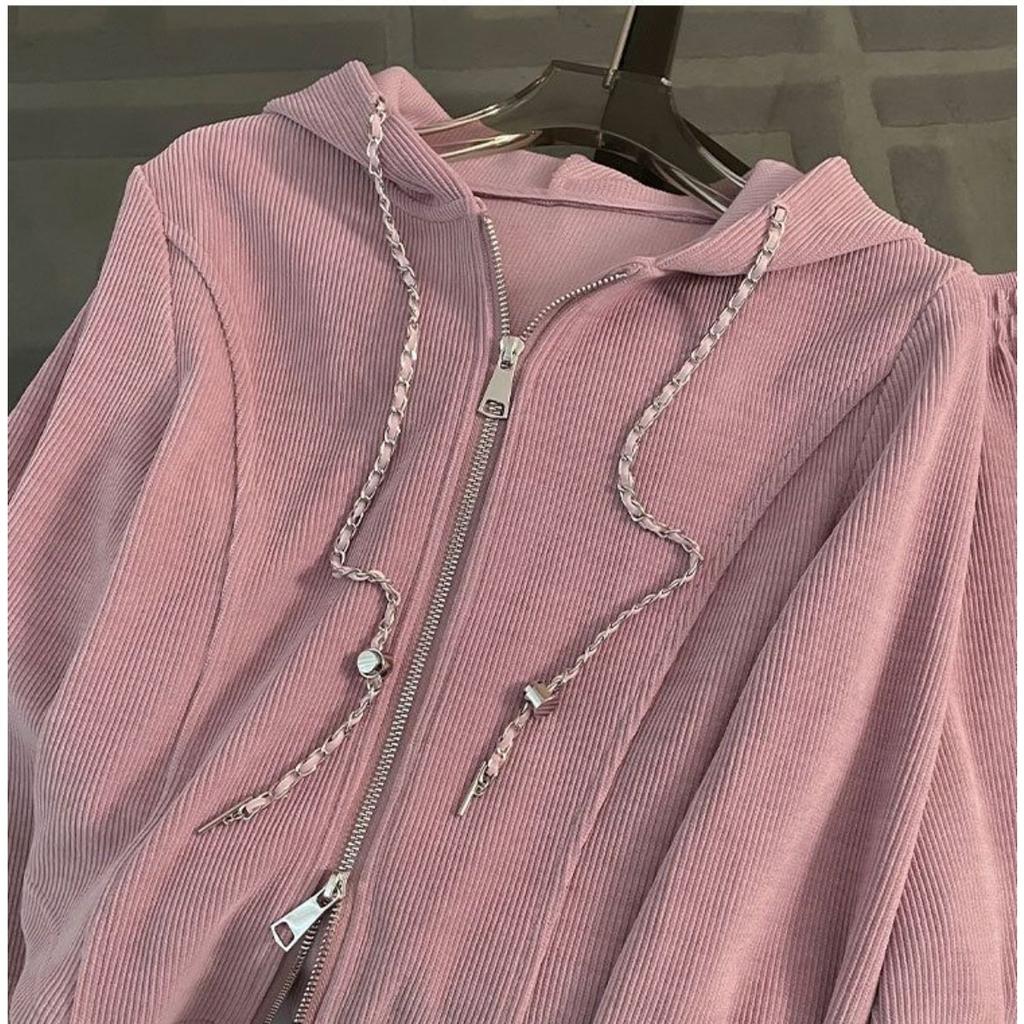 Casual, Tuta Sportiva, Da Donna, Ampia, Corta, Top con Cappuccio, Spacco, Pantaloni a Gamba Larga, Set Due Pezzi