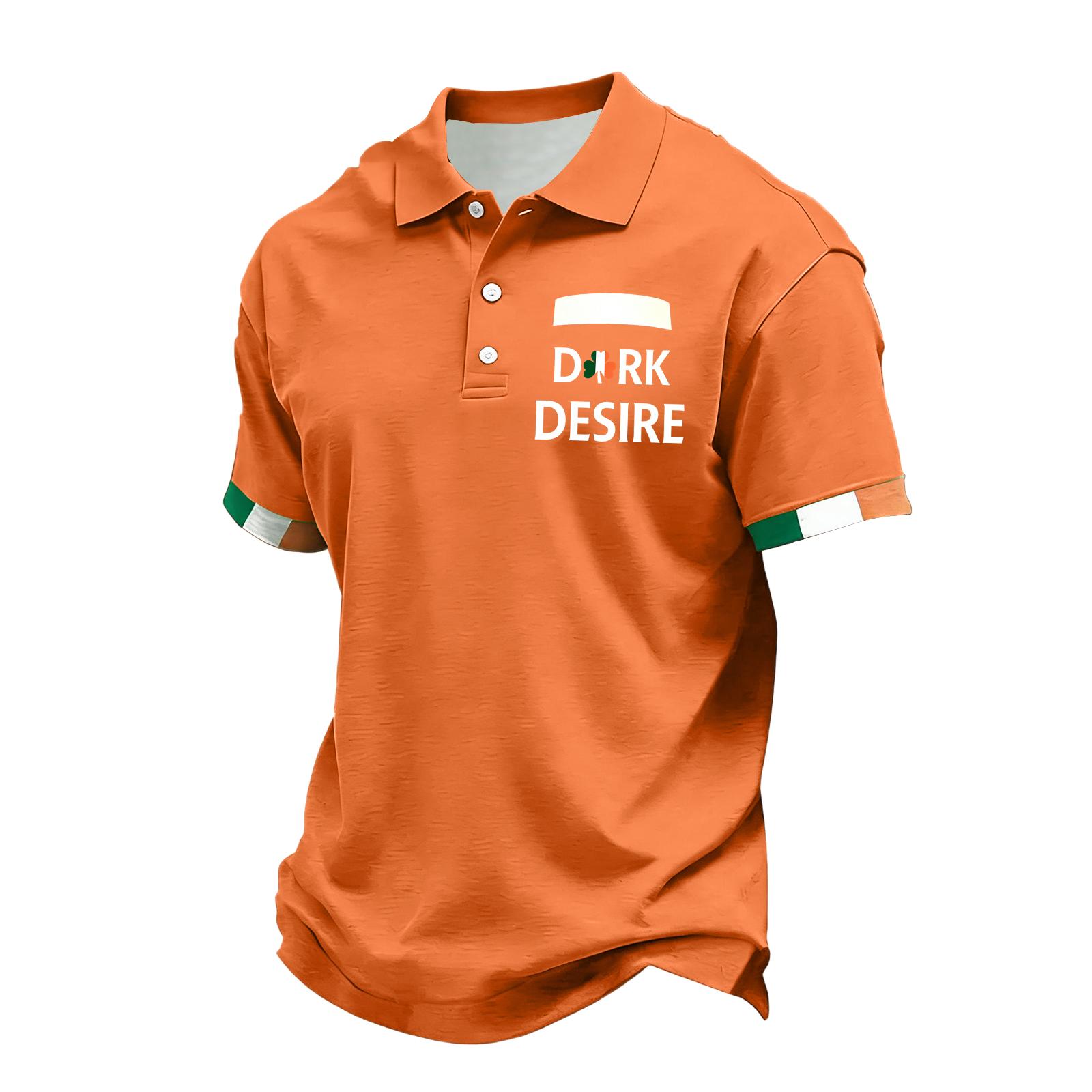 Men s Stand Collar Decorative Button Casual Short-Sleeve Shirt XL шафрановый 1650₽