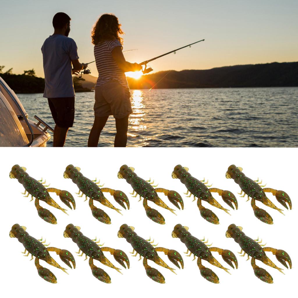 10pcs Soft Fishing Lure Crawdad Bait PVC Shrimp Artificial Soft Lure Baits for Bass Fishing