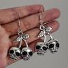 1 Pair Gothic Punk Style Cherry Skull Dangle Earrings, Skeleton Ghost Earrings Suitable for Women To Wear on Halloween