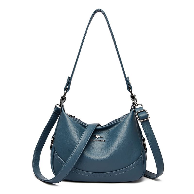 

Kangaroo Leather Women s Bag Crossbody Bag Dumpling Bag Women s 2024 New Mother Bag Grandma Bag Large Capacity Soft Cowhide Blue