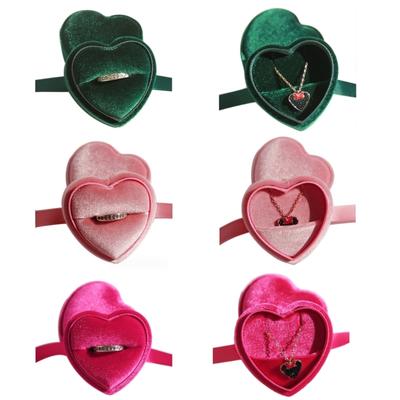 Contenitore Delicato per Gioielli Scatola Portagioie Unica a Forma di Cuore con Interno Vellutato per Conservare ed Esporre Anelli
