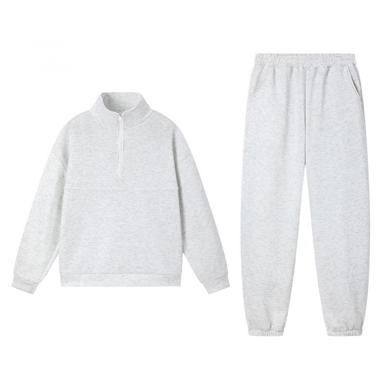 2025 European Autumn/Winter Fashion Zipper Lapel Solid Color Casual Two-Piece Set