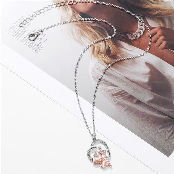 Mother-daughter Love Necklace, Women's Style Fashion Pendant, Collarbone Chain, Two-color Zircon Item Jewelry.