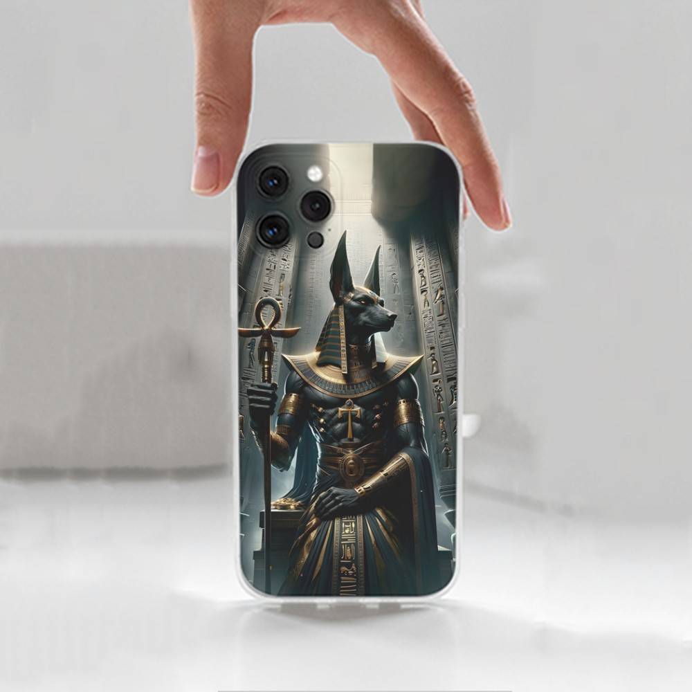 Anubis Egyptian God Phone Case For iPhone 16,15,14,17,13,12,11 Plus,Pro,Max,XR,XS,X,7,8 Plus,SE,Mini,Transparent,Silicone Case