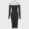 Women's Fashion: 2021 Autumn One-Shoulder Off-the-Shoulder Slim Fit Long-Sleeve Hip-Hugging Dress