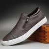 Otoño 2025 Nuevos Zapatos Casuales de Cuero para Hombre Moda Cremallera Planos Zapatos de Vestir Mocasines sin Cordones Calzado Masculino