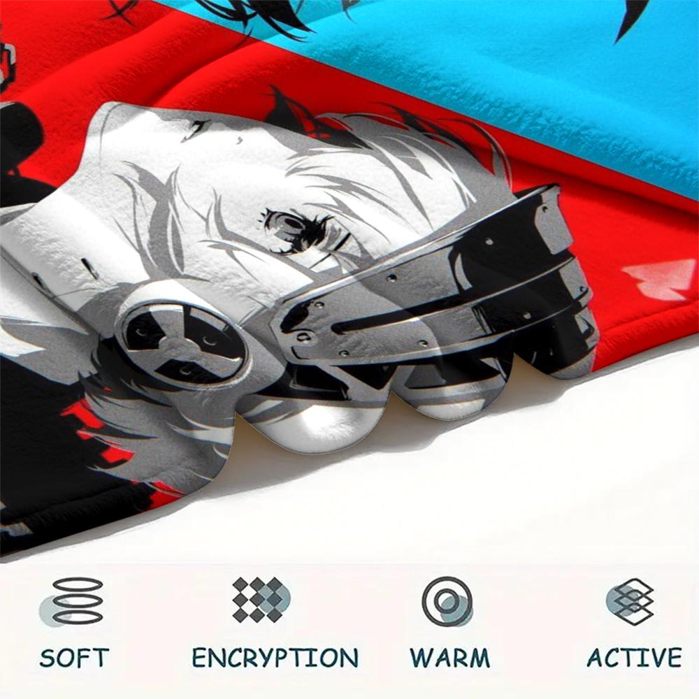 1PC Persona Print Flannel Blanket, High quality Comfortable for All Seasons, Home Decor, Warmth and Comfort, Perfect for Christmas Gifts106