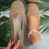 Fashion Women Flats Shoes 2025 New Breathable Comfortable Sneakers Round Head Shallow Mouth Loafers Large Size Knitted Flat Shoes Ladies