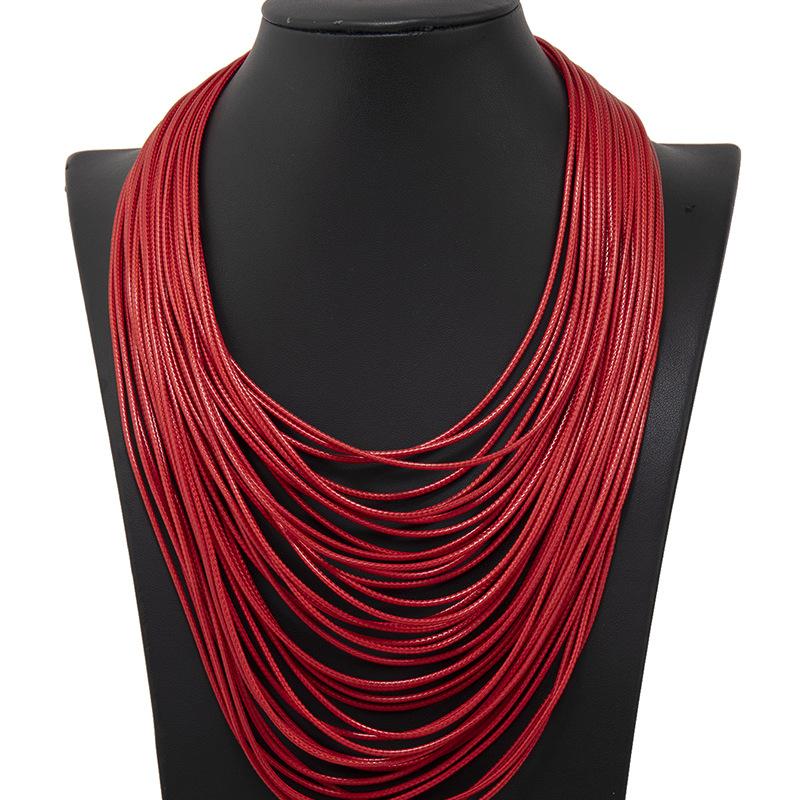 Exaggerated Multi-layer Leather Rope Necklace Retro Neck Chain Jewelry Accessories