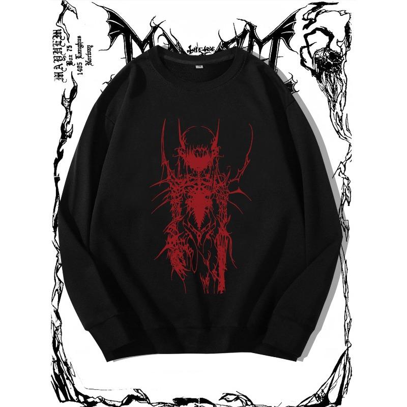 Men's Gothic Tattoo Girl Pattern Sweatshirt, Casual Regular Fit Round Neck Long Sleeve For Spring Autumn.