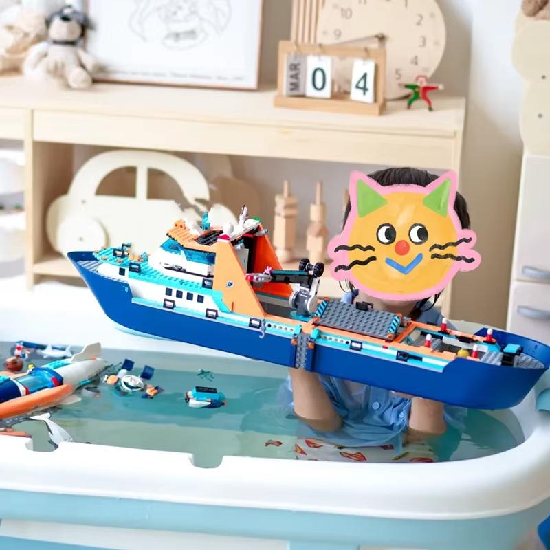 Schwimmendes Polarforschungsschiff, Abenteuerschiff, Baustein-Modellspielzeug, Junge, Kindergeburtstagsgeschenk