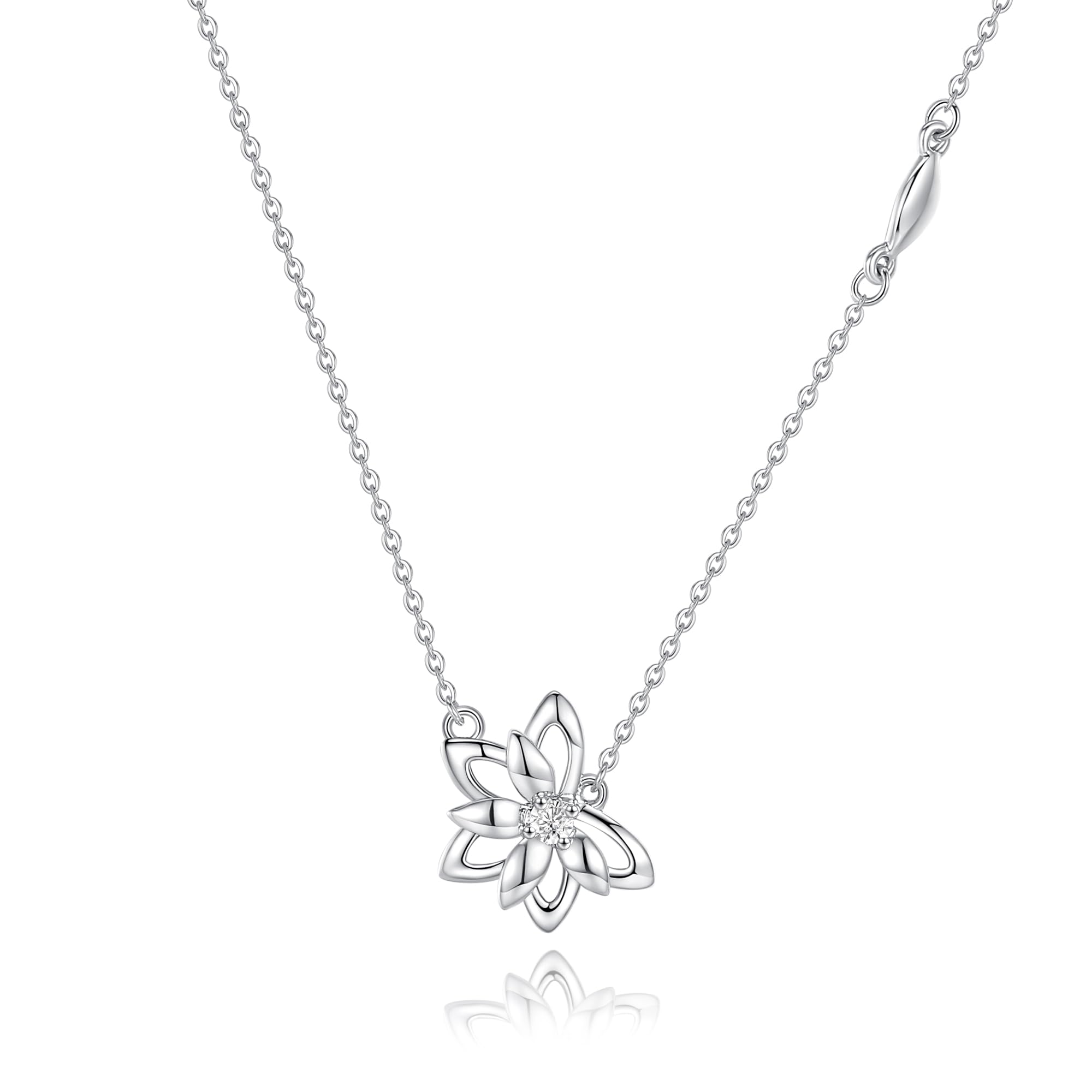 

Necklace Diamond Platinum Lab Grown Diamond Lotus Pendant Lotus Flower Day Christmas Birthday Anniversary Present Gift Wrapping Included [FANCIME]