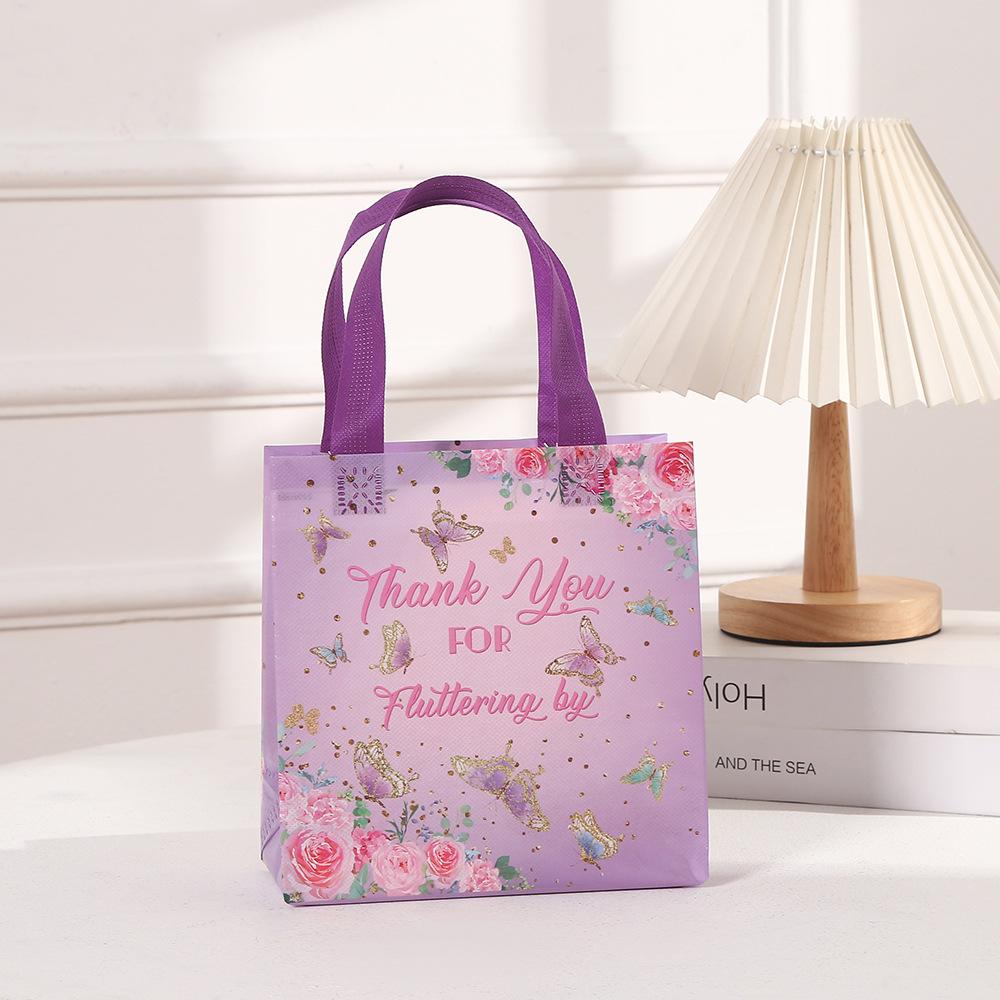 StoBag Waterproof Butterfly & Kite Pattern Portable Tote Bag, Non-Woven Shopping Bag for Kids' Play, Parties, Birthdays, Meeting