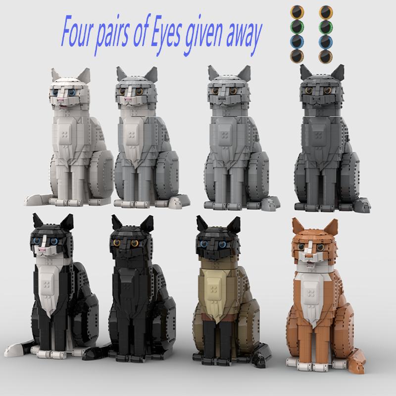 2026 New Ideas Orange Cat Tuxedo Cat Animal Model Building Blocks Assemble Cute Cartoon Bricks Puzzle Toys For Children Gifts