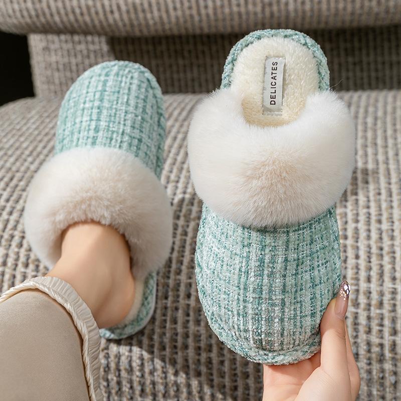 Cixi cotton slippers women winter spring and autumn indoor home use warm non-slip home Cixi winter plush men