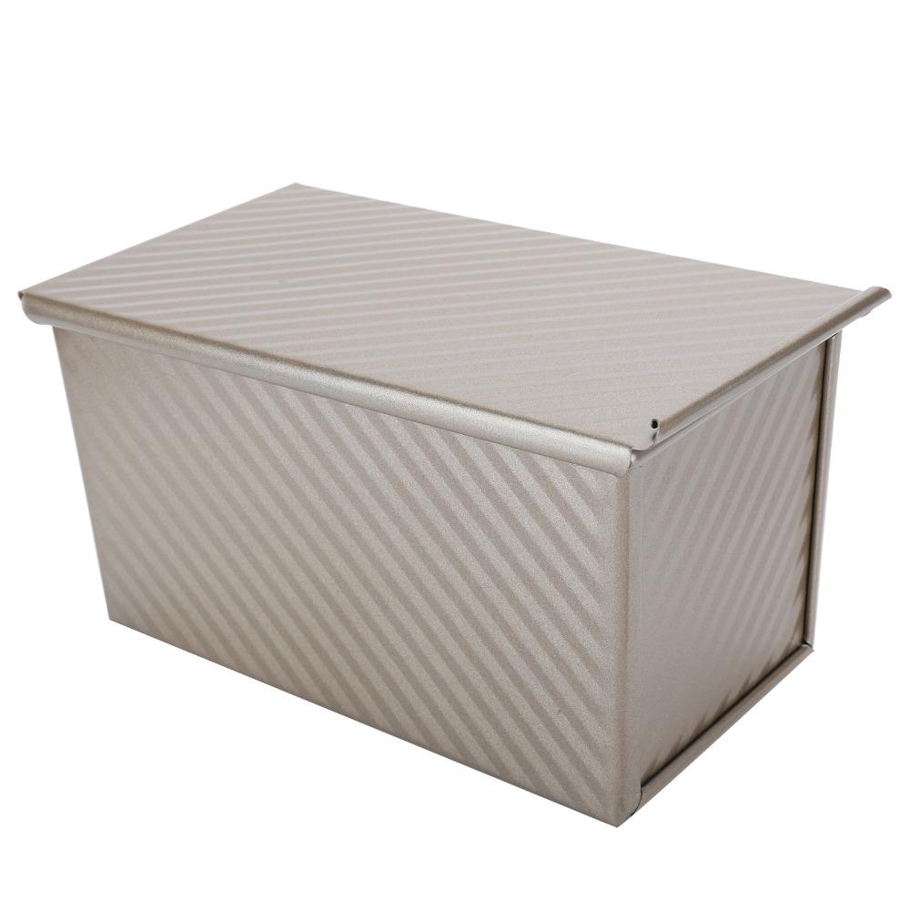450g Capacity Pullman Loaf Pan Non Stick Coating Carbon Steel Toast Box Bottom Vent Holes Corrugated Design Loaf Pan with Lid