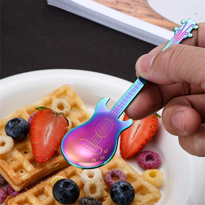 304 Stainless Steel Spoon Guitar Spoon Coffee Stirring Spoon Ice Bar Spoons Aternoon Tea Serving Spoon Kitchen Accessories