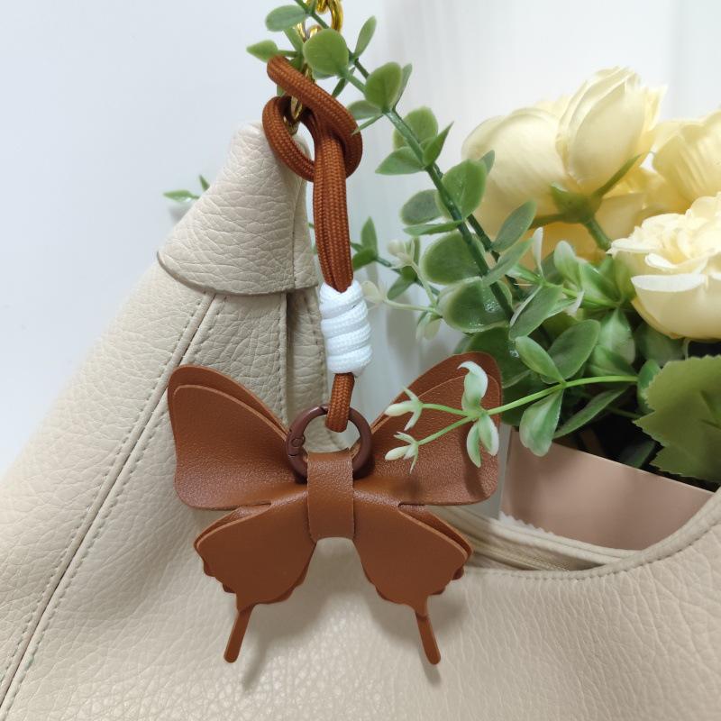 Cute Bow Butterfly Leather Keychain Pendant
