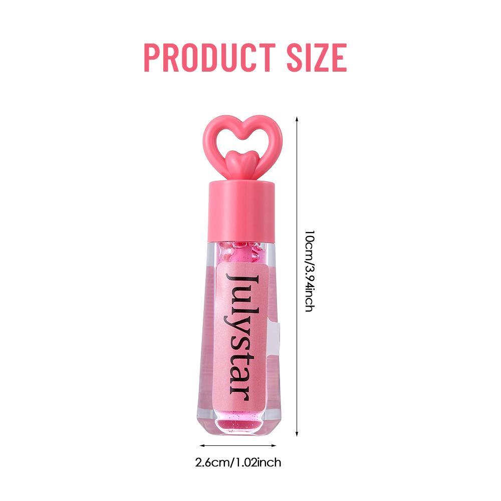 Julystar Heart-Shaped Lip Gloss, High Shine Mirror Finish, Hydrating & Moisturizing Clear Pink Lip Tint, Non-Sticky & Long Lasting Liquid Lipstick