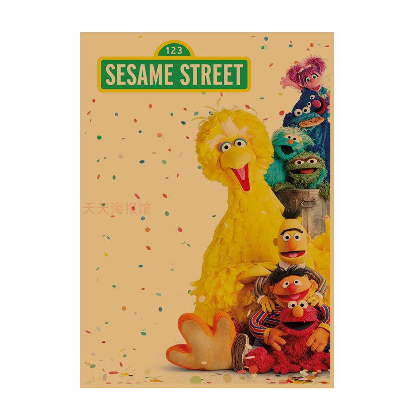 

Retro Sesame Street Children s Comedy Animation Kraft Paper Wall Poster 29.7X42cm (A3 size)