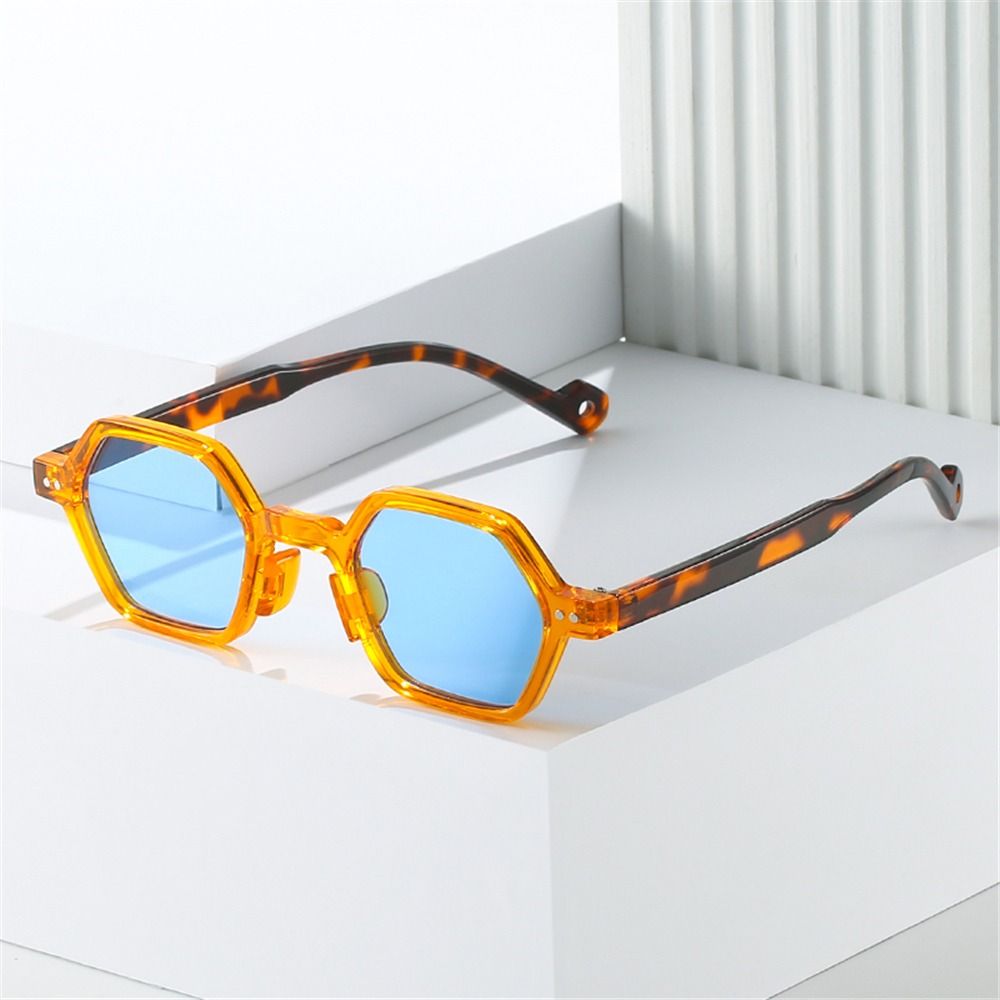 Polygon Square Sunglasses Hexagon Shades Eyewear for Women & Men Y2K Rivets Sun Glasses Clear Ocean Lens Sun Glasses UV400