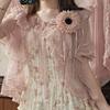 Zomer Japanse Elegante Vintage Lolita Blouse Dames Gotisch Retro Ruches Konijnenoor Kort Shirt Kawaii Zoet Chiffon Dunne Topjes