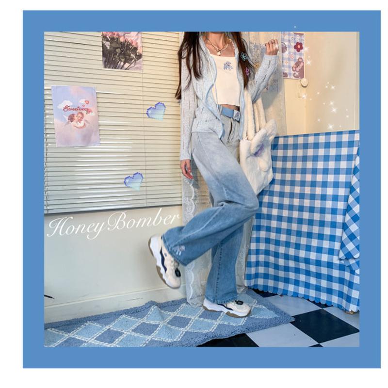 Primavera 2022 moda donna a vita alta y2k jeans a gamba larga da donna larghi gradiente donna denim capris pantaloni jean mamma jeans pantaloni