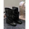 Retro Riveted Pants Boots Autumn New Fashion Bow Spice Girl Wasteland Wind Black Thick Heel Pile Boots