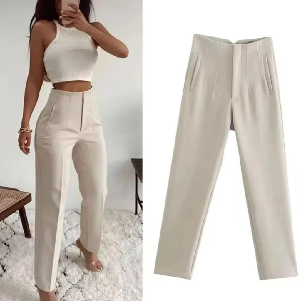 Office Outfits Pencil Trousers Black Pink White Ladies Pants Fashion Office Wear High Waist Pants for Women Formal Pants